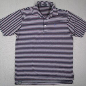 Turtleson Mens Performance Polo Shirt Large Striped Blue Purple Pink Golf S/S